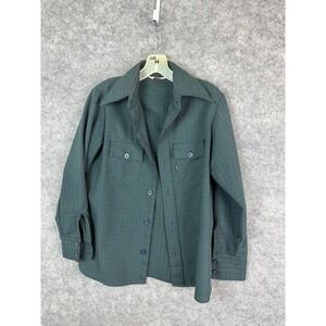 Vintage Levis Button up Shirt Mens Medium 70s Butterfly Collar Black Watch